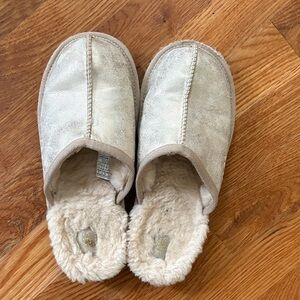 UGG Cream metallic Slippers with Plush Lining